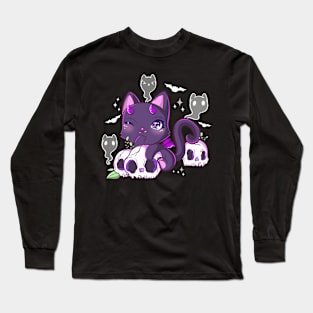 Black Cat Halloween Spooky Cat Long Sleeve T-Shirt